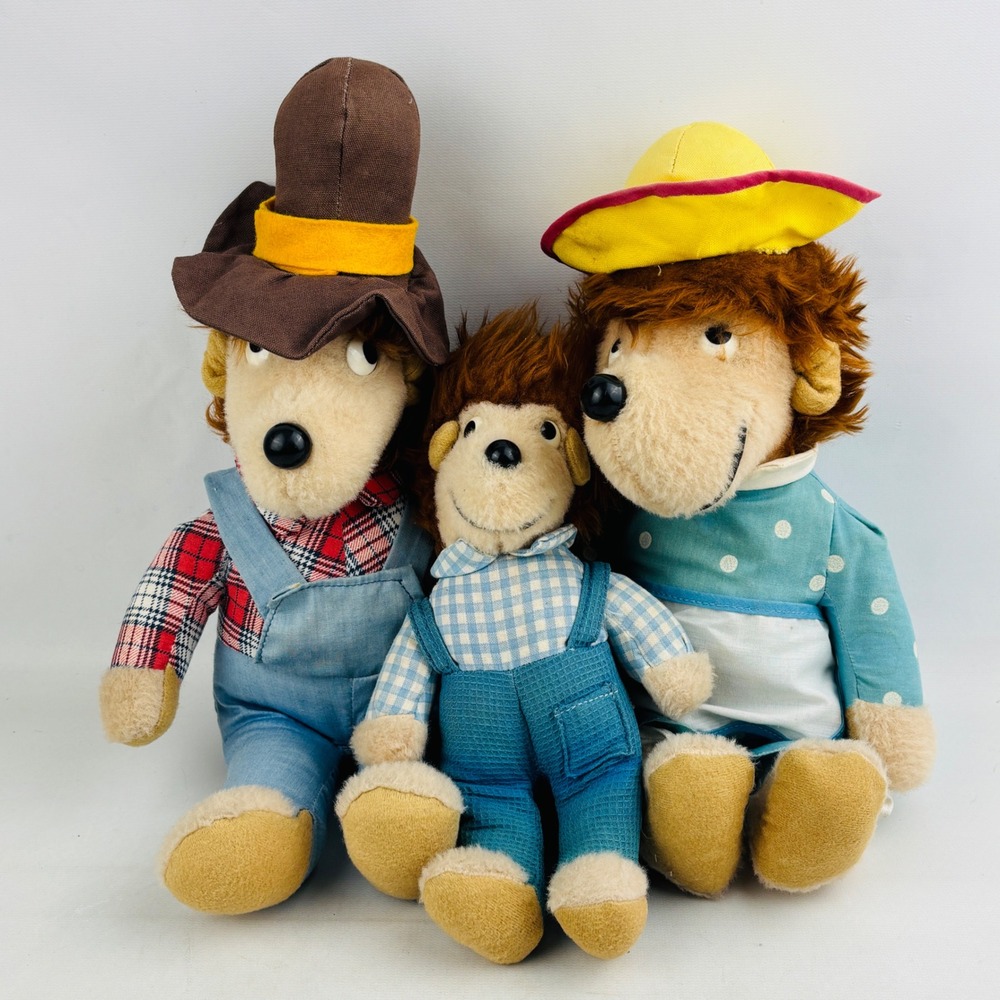 Vintage Knickerbocker Berenstain Bears Plush Set‎ Papa Mama Brother Bear 1977